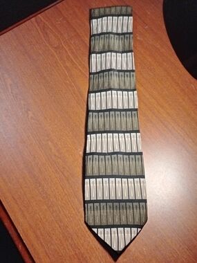 Giorgio Brutini Black Tie with Gold and Silver Rectangular Motif